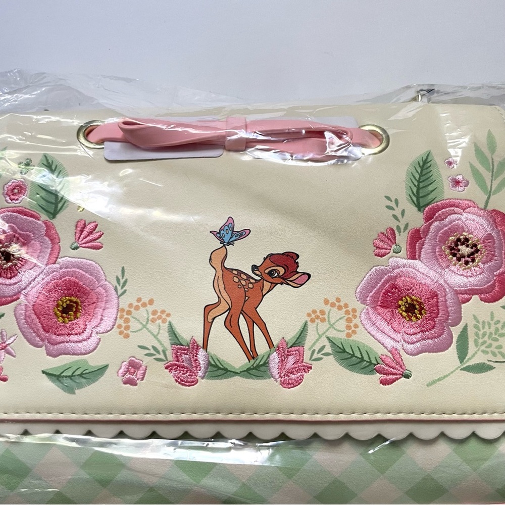 Loungefly Disney Bambi Springtime Gingham Crossbody Bag - Picture 2 of 5